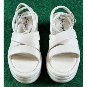 Free People Harper Flatform Salt White Leather Sandals Womens Size 10
